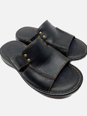 Born Flores Sandals Mens 8 Black Slide Slip On Open Toe Loop Thong Flip Flops